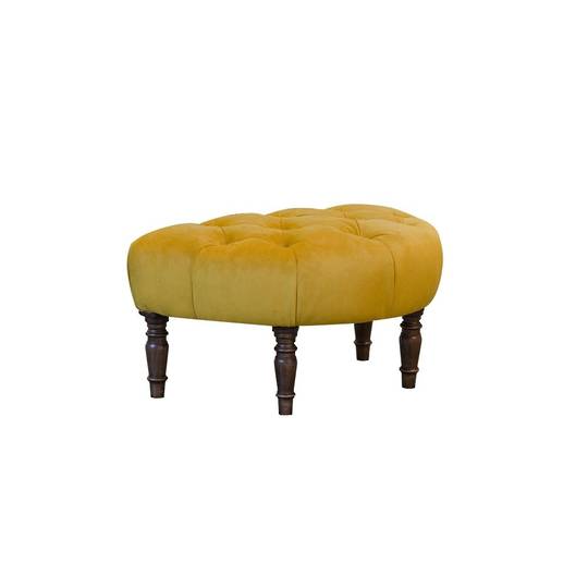 A&J Imogen Foot Stool Velvet - Plush Tumeric